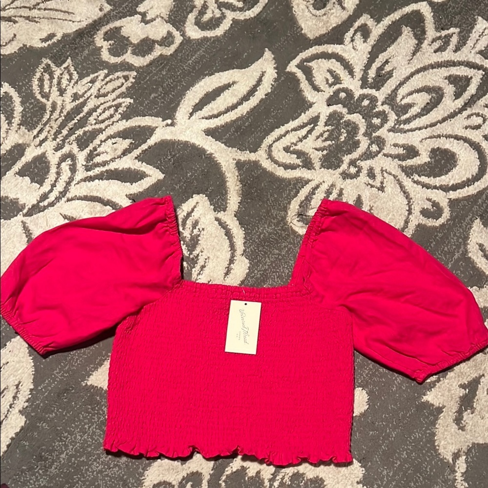 Universal Thread Bright Red Smocked Crop Top